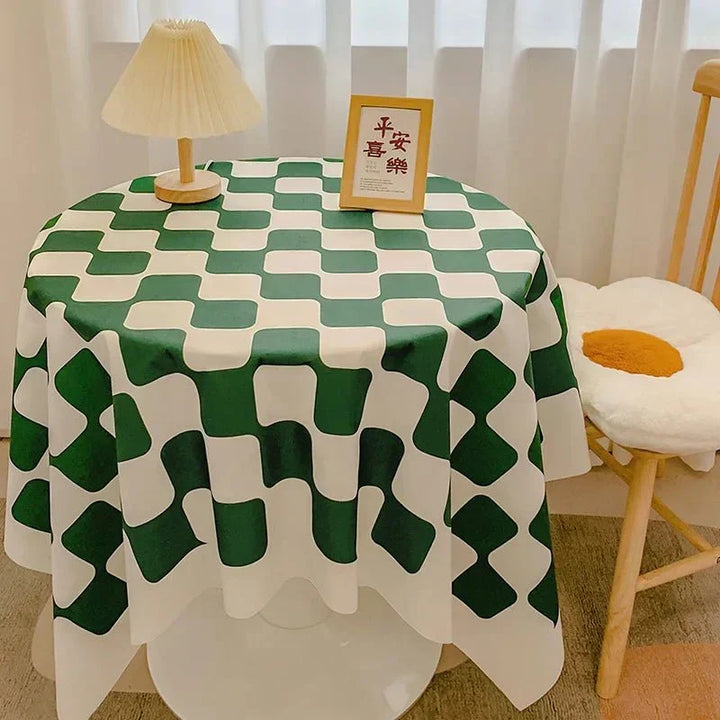 Tjekket Design Rund Bomuldsdug