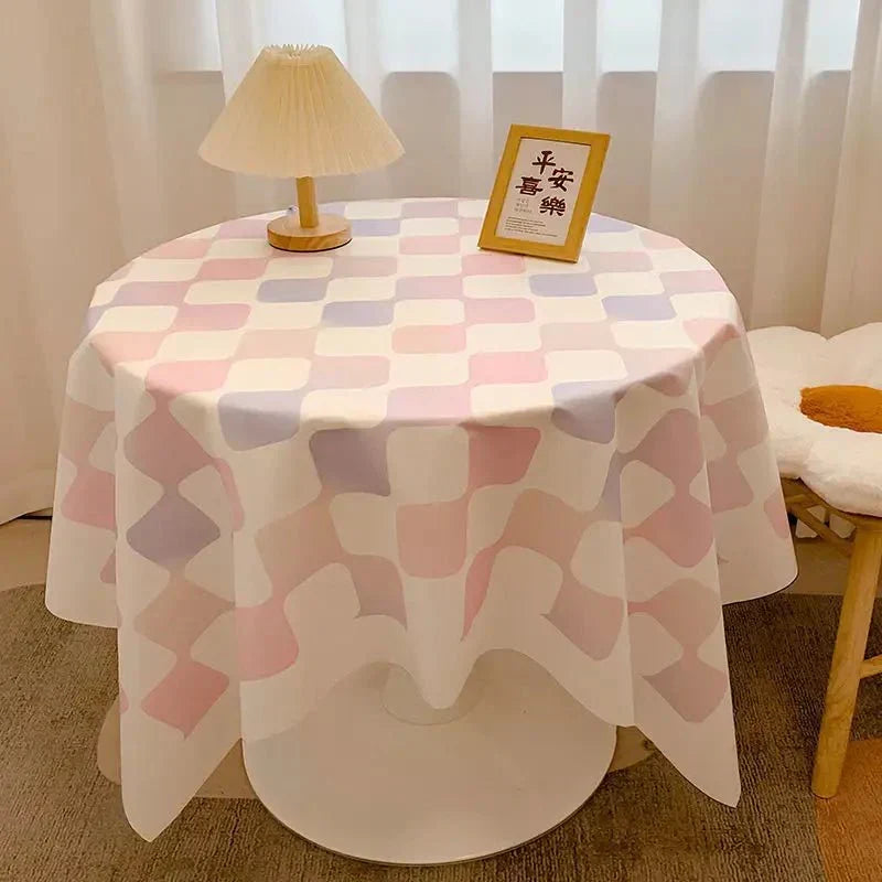 Tjekket Design Rund Bomuldsdug