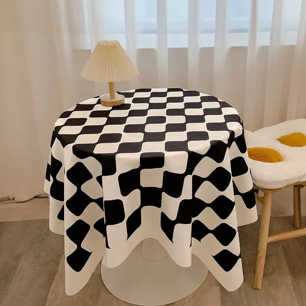 Tjekket Design Rund Bomuldsdug