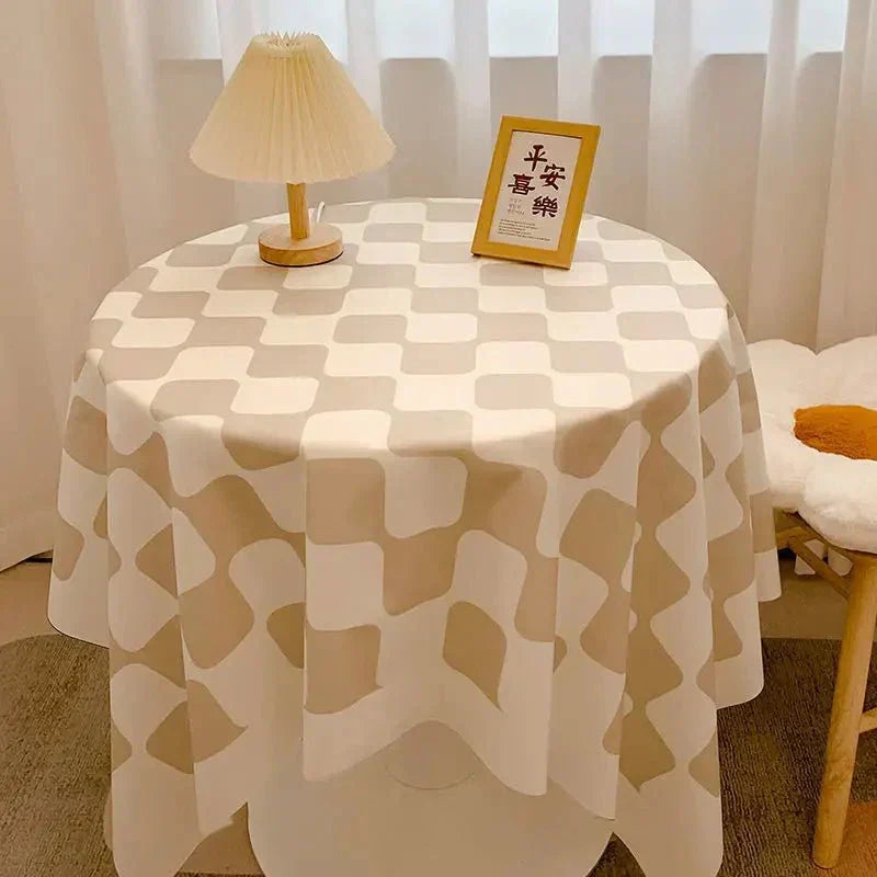 Tjekket Design Rund Bomuldsdug