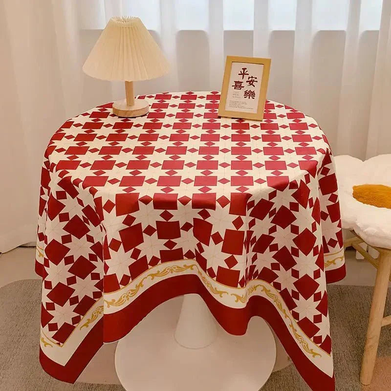Tjekket Design Rund Bomuldsdug