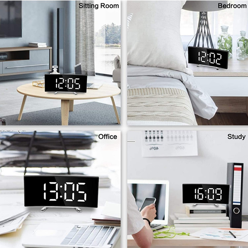 LED-belysning stor digital skærm | Buet LED digital ur - Amedea