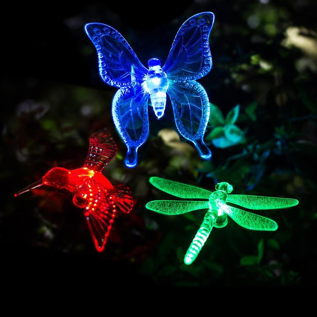Sol-LED-Havelamper "farverige Fluer"