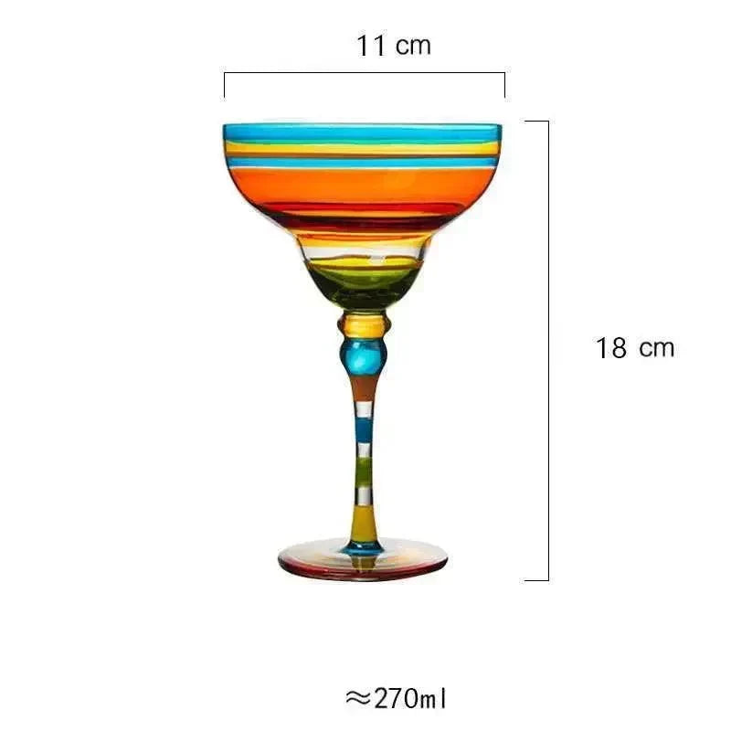 farverig Margarita Cocktail Glas