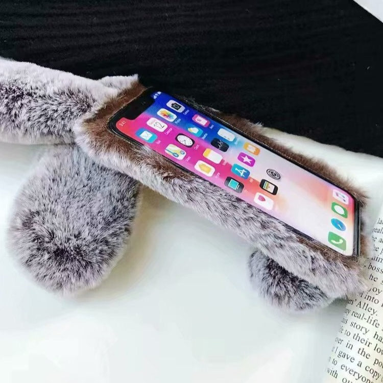 Grå Ræv Pels Bold Gitter Design Iphone Covers