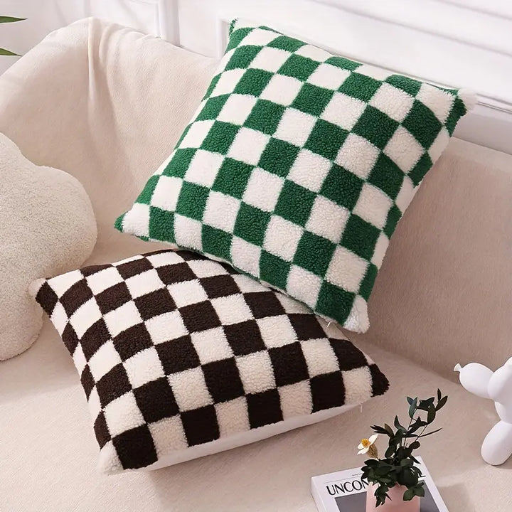 Checkerboard Faux Fur Pillowcase