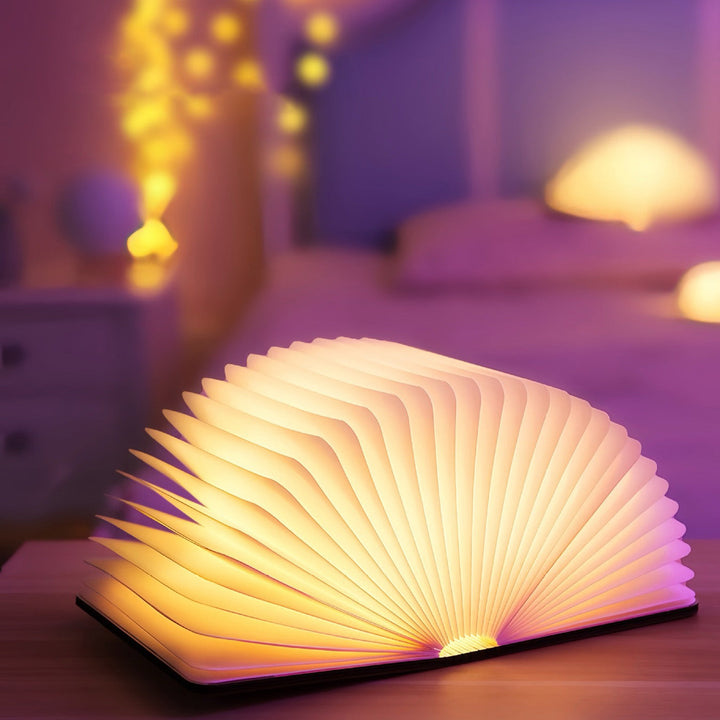 📖 Træ Bog Lampe - Til Skrivebord Studie Gave Dekoration Lys