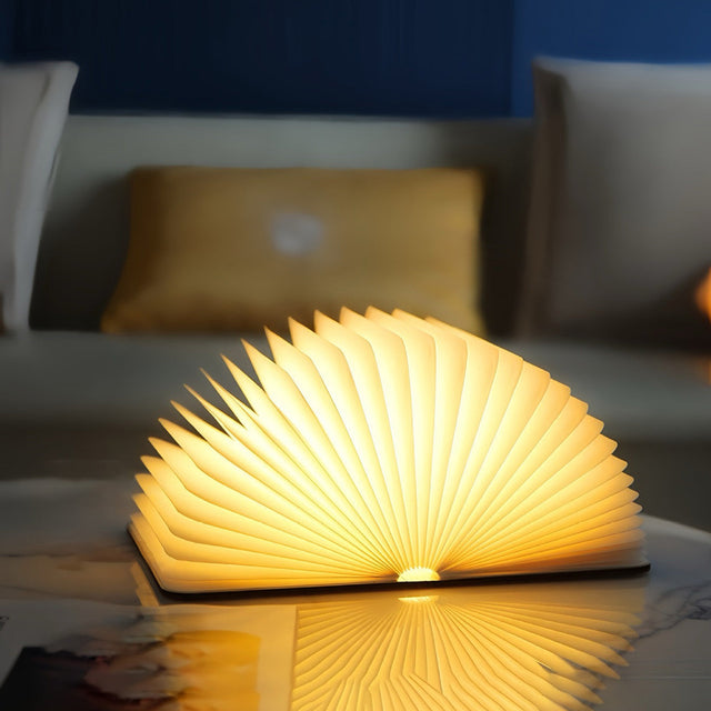 📖 Træ Bog Lampe - Til Skrivebord Studie Gave Dekoration Lys