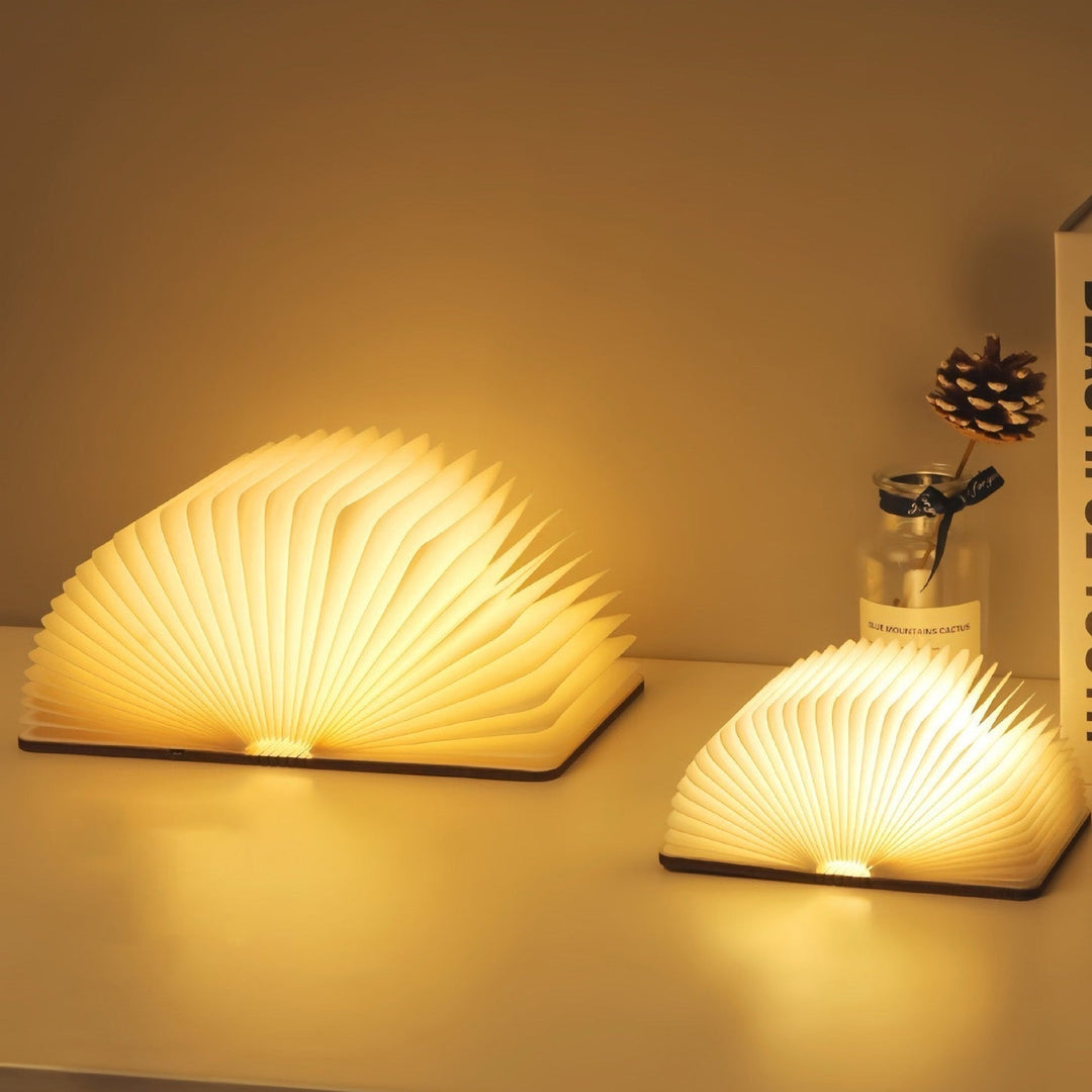 📖 Træ bog lampe - Til skrivebord studie gave dekoration lys