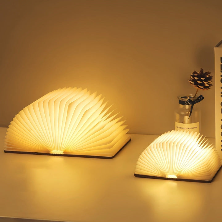 📖 Træ bog lampe - Til skrivebord studie gave dekoration lys
