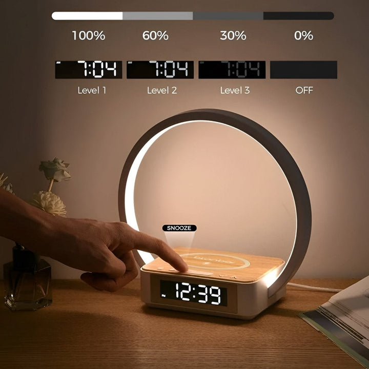 Design Natlampe med Oplader og Blid Vækkefunktion - LumoRise