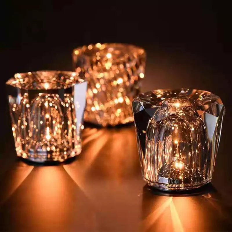 Krystal Lampe Trådløs Bordlampe