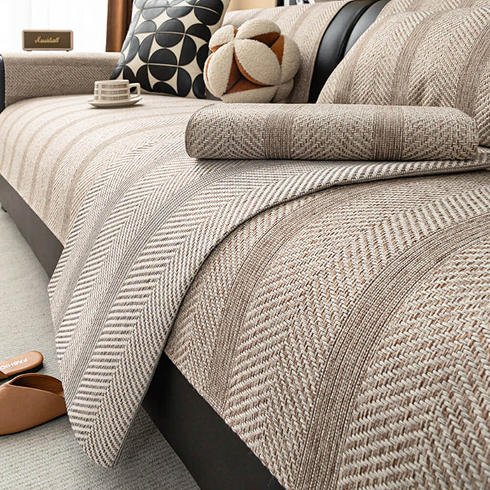 Minimalistisk Herringbone Sofa Cover | Åndbar, Kæledyrsvenlig Beskyttelse |