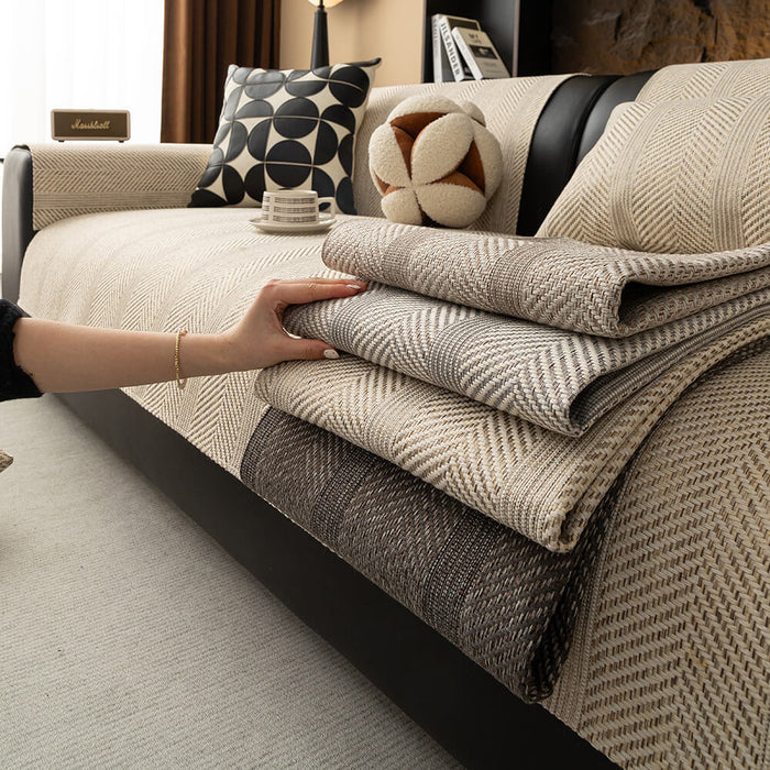 Minimalistisk Herringbone Sofa Cover | Åndbar, Kæledyrsvenlig Beskyttelse |