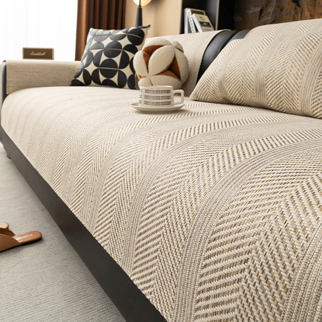Minimalistisk Herringbone Sofa Cover | Åndbar, Kæledyrsvenlig Beskyttelse |