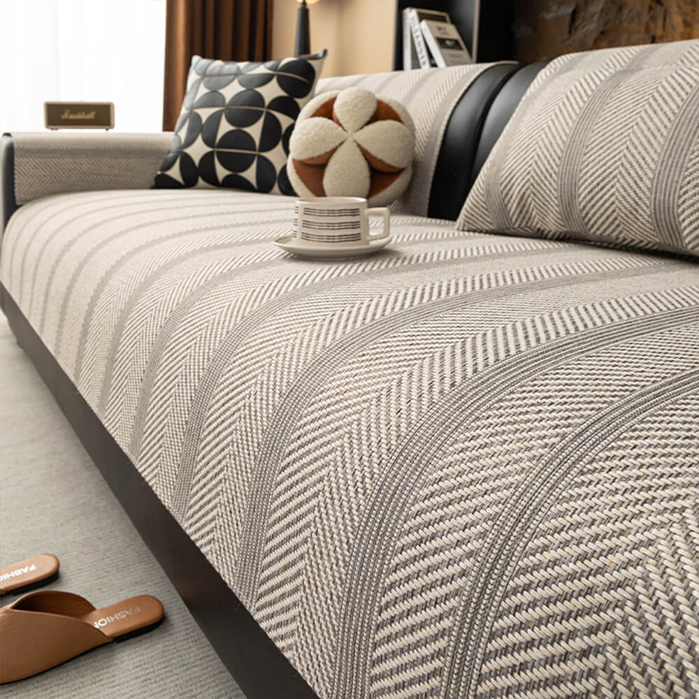 Minimalistisk Herringbone Sofa Cover | Åndbar, Kæledyrsvenlig Beskyttelse |
