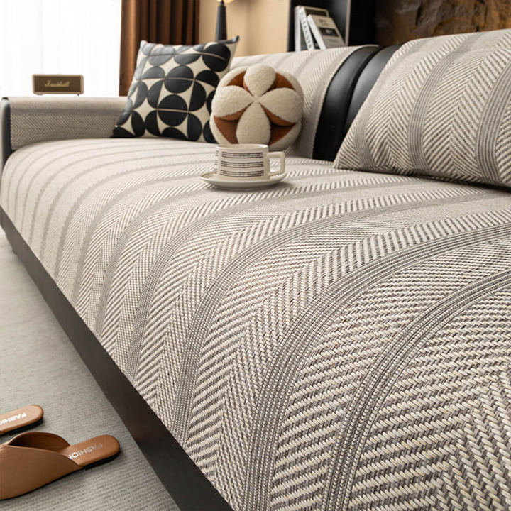 Minimalistisk Herringbone Sofa Cover | Åndbar, Kæledyrsvenlig Beskyttelse |
