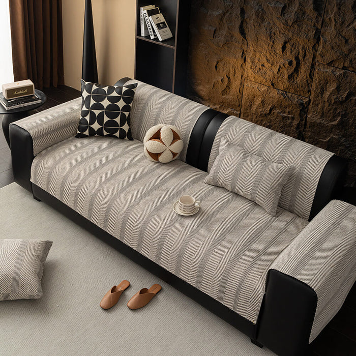 Minimalistisk Herringbone Sofa Cover | Åndbar, Kæledyrsvenlig Beskyttelse |