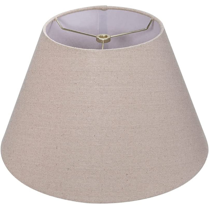 Mellem lampeskærm, tøndelignende lampeskærm til bordlampe og gulvlampe, 7x13x7.8 tommer, naturligt ventileret hør, håndlavet, spider (hvid)