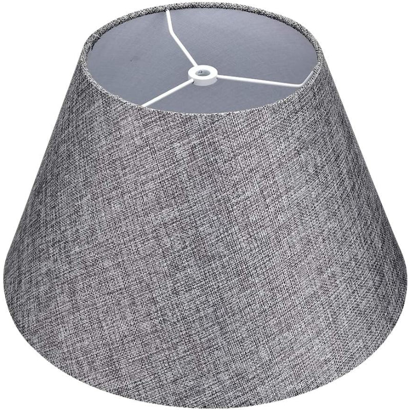 Mellem lampeskærm, tøndelignende lampeskærm til bordlampe og gulvlampe, 7x13x7.8 tommer, naturligt ventileret hør, håndlavet, spider (hvid)