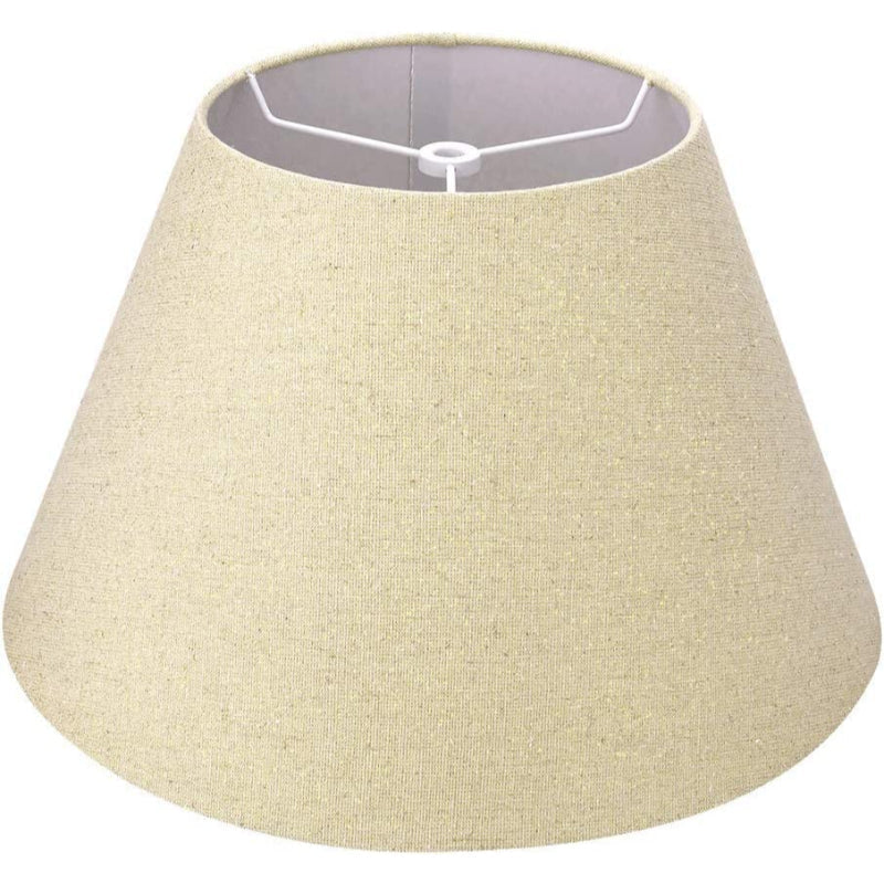 Mellem lampeskærm, tøndelignende lampeskærm til bordlampe og gulvlampe, 7x13x7.8 tommer, naturligt ventileret hør, håndlavet, spider (hvid)