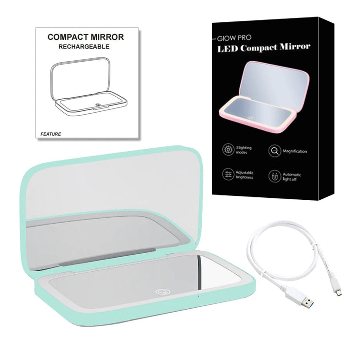 Mini LED 10x Forstørrelsesspejl med Forskellige Lysindstillinger, USB Genopladelig