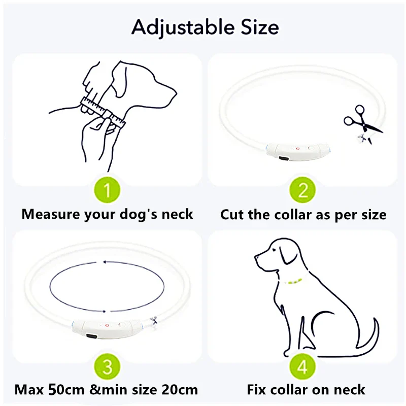 Lysende Hundehalsbånd, USB Genopladeligt LED Lysende Halsbånd