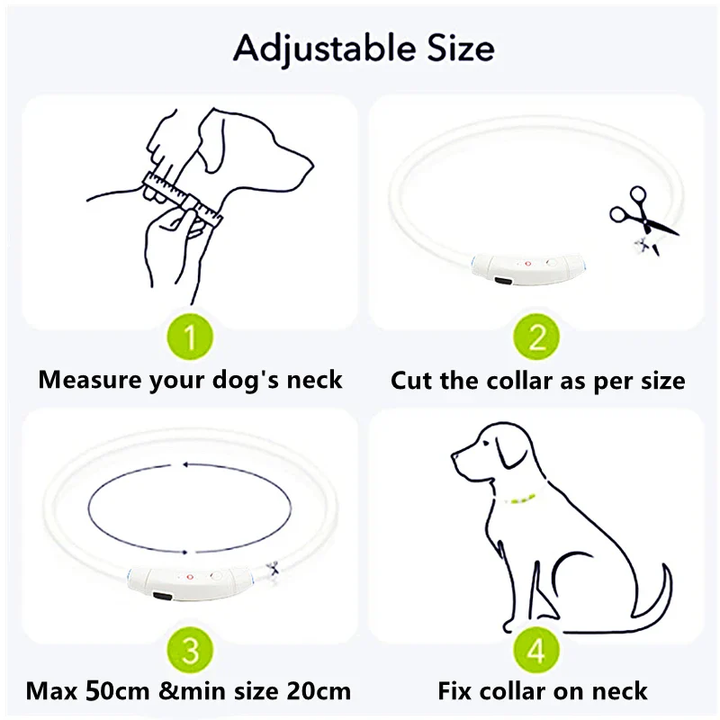Lysende Hundehalsbånd, USB Genopladeligt LED Lysende Halsbånd