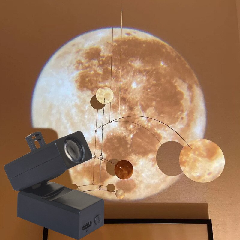 Jord &amp; Måne Projektor Lampe | LED Natlys | Kosmisk Atmosfære med Flere Tilstande