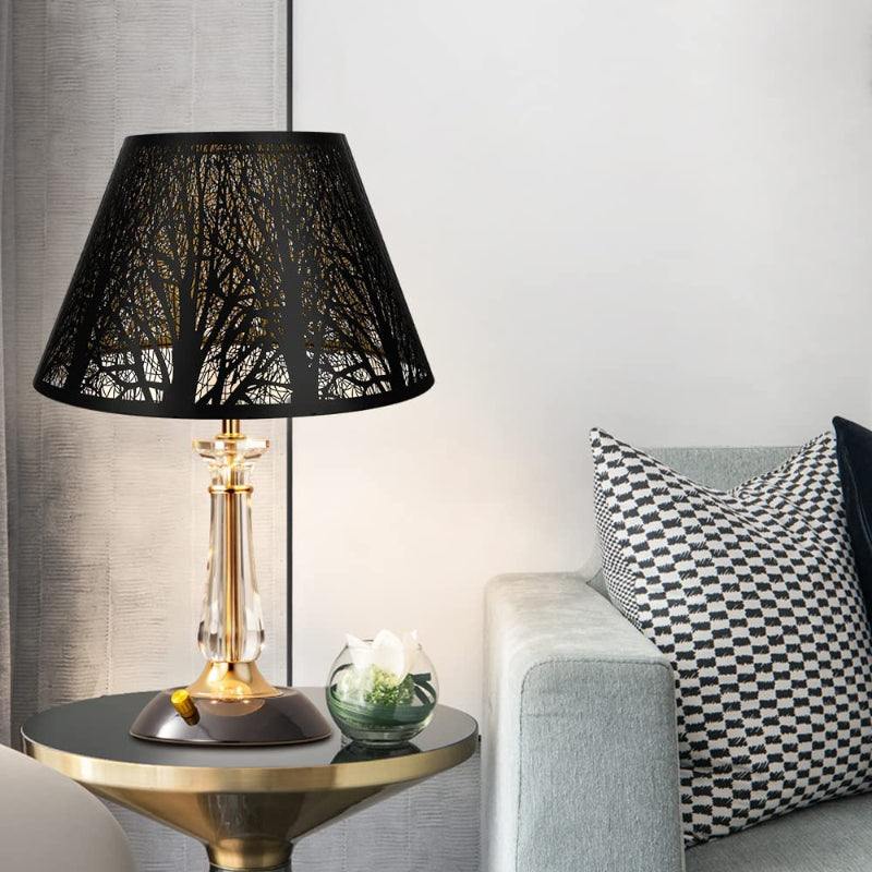 Mellem lampeskærm, tøndelignende lampeskærm til bordlampe og gulvlampe, 7x13x7.8 tommer, naturligt ventileret hør, håndlavet, spider (hvid)