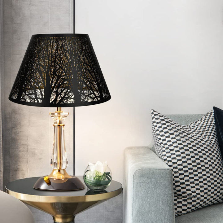 Mellem lampeskærm, tøndelignende lampeskærm til bordlampe og gulvlampe, 7x13x7.8 tommer, naturligt ventileret hør, håndlavet, spider (hvid)