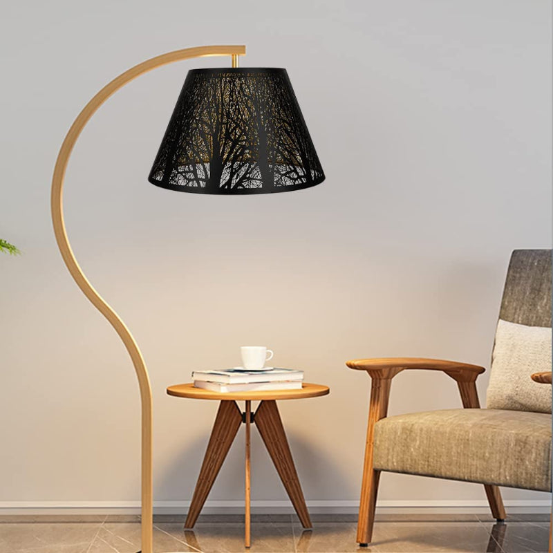 Mellem lampeskærm, tøndelignende lampeskærm til bordlampe og gulvlampe, 7x13x7.8 tommer, naturligt ventileret hør, håndlavet, spider (hvid)
