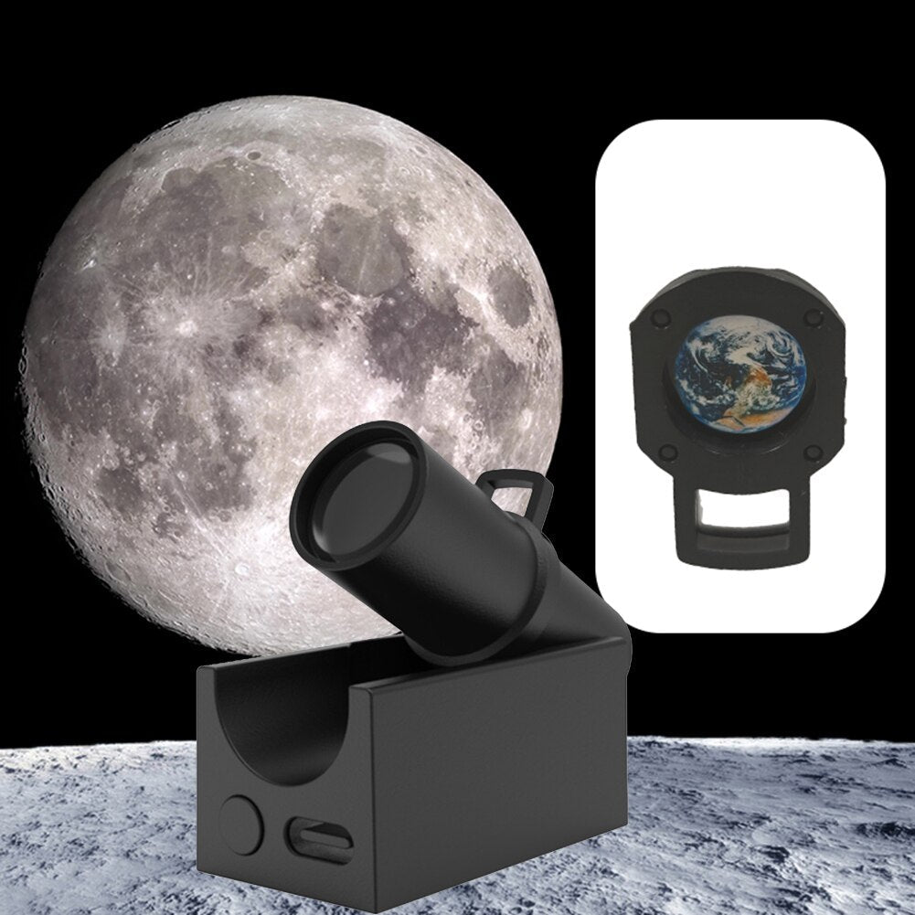 Jord &amp; Måne Projektor Lampe | LED Natlys | Kosmisk Atmosfære med Flere Tilstande