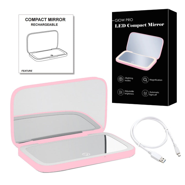 Mini LED 10x Forstørrelsesspejl med Forskellige Lysindstillinger, USB Genopladelig