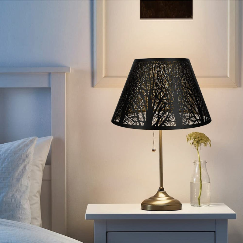 Mellem lampeskærm, tøndelignende lampeskærm til bordlampe og gulvlampe, 7x13x7.8 tommer, naturligt ventileret hør, håndlavet, spider (hvid)