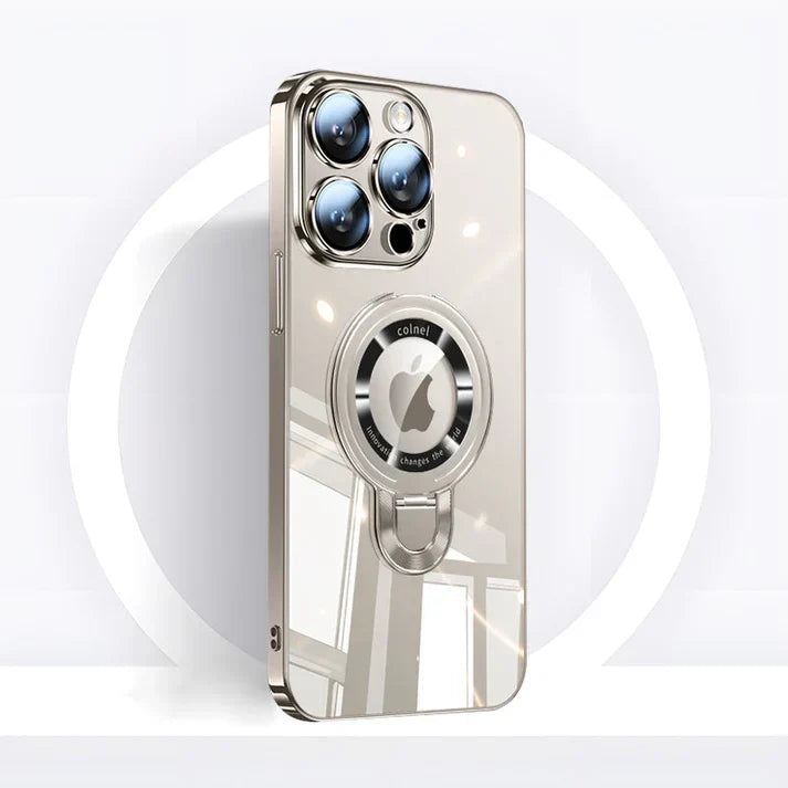 iPhone MagSafe Serie | Transparent elektroplateret roterende stand telefoncover