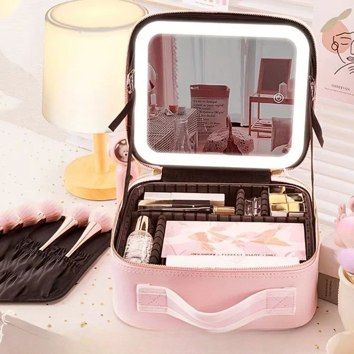LED Spejl Rejse Makeup Organizer Taske