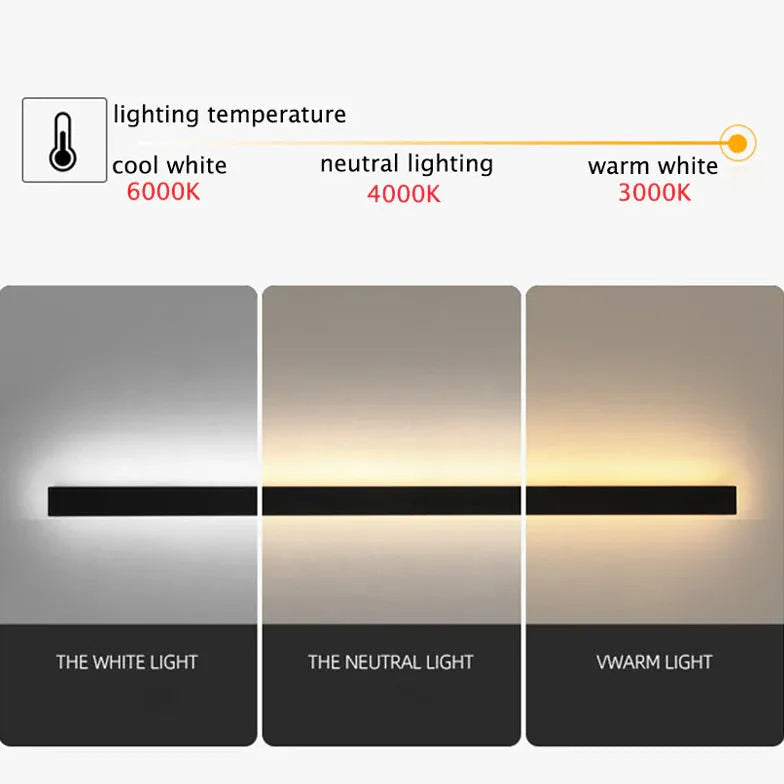 Lineær sort minimalistisk LED udendørs væglampe