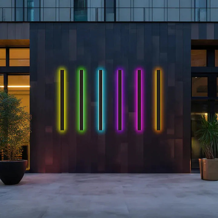 Lineær sort minimalistisk LED udendørs væglampe