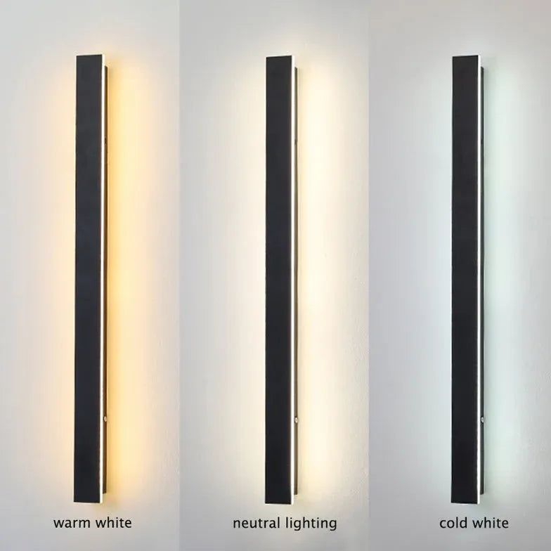 Lineær sort minimalistisk LED udendørs væglampe