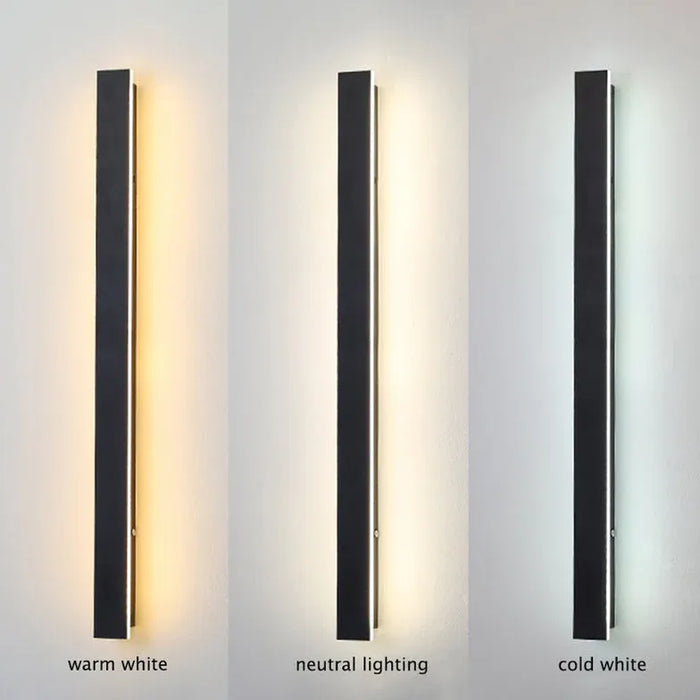 Lineær sort minimalistisk LED udendørs væglampe