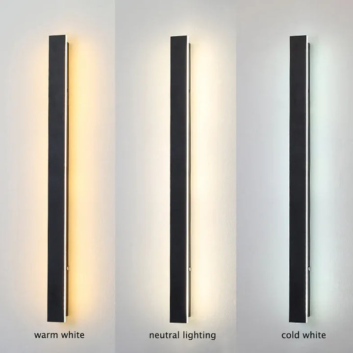 Lineær sort minimalistisk LED udendørs væglampe