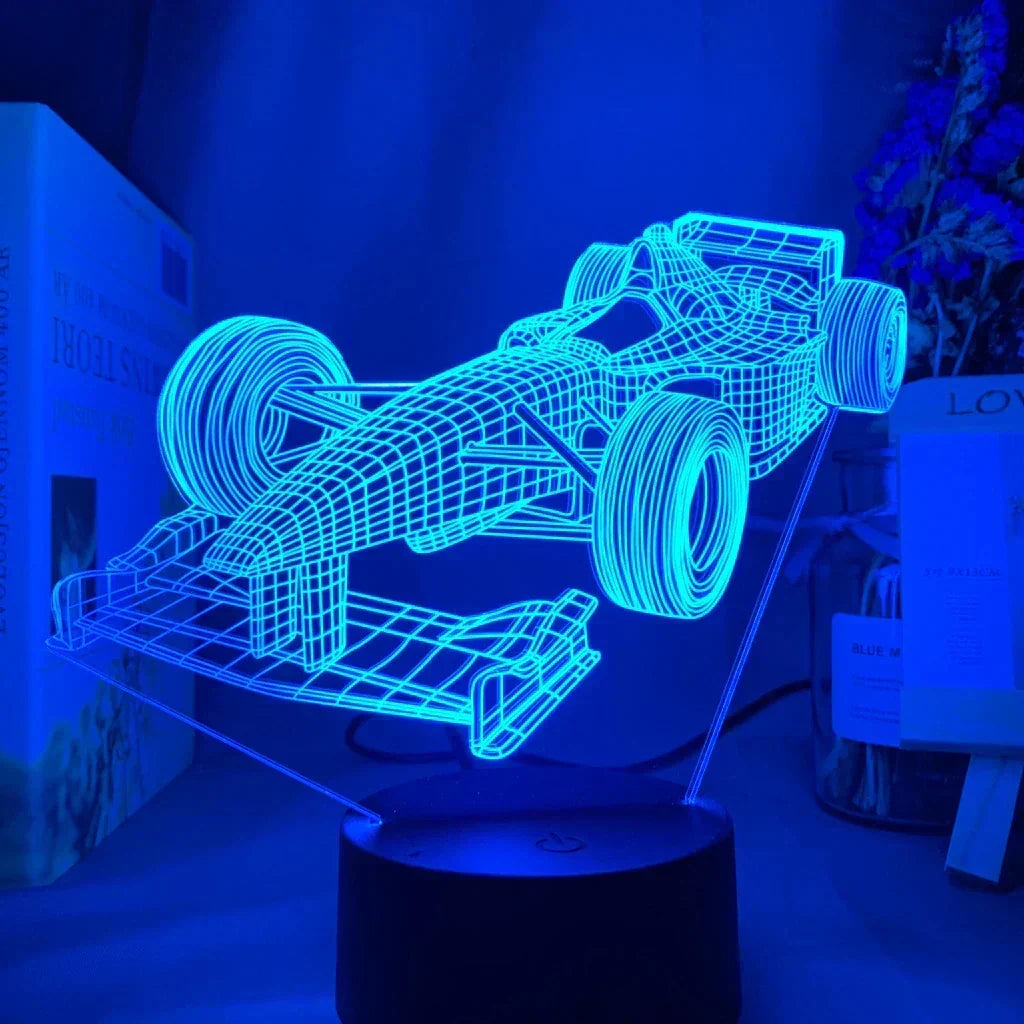 Formel-1-3D-Illusionslampe med farvetilstand