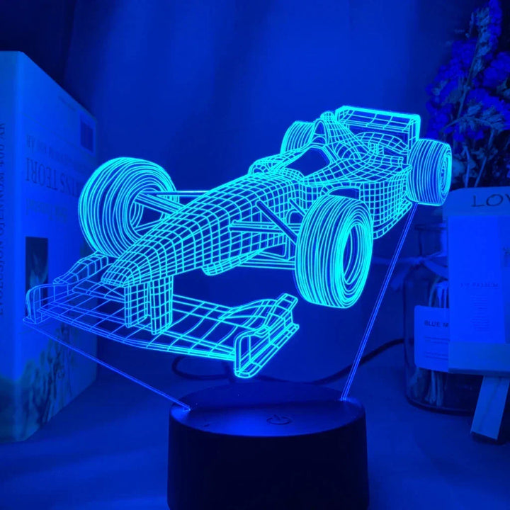Formel-1-3D-Illusionslampe med farvetilstand