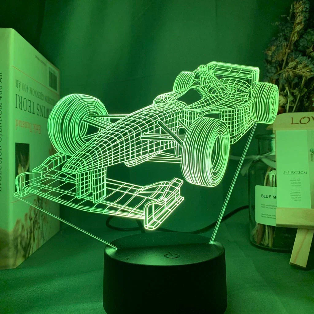 Formel-1-3D-Illusionslampe med farvetilstand