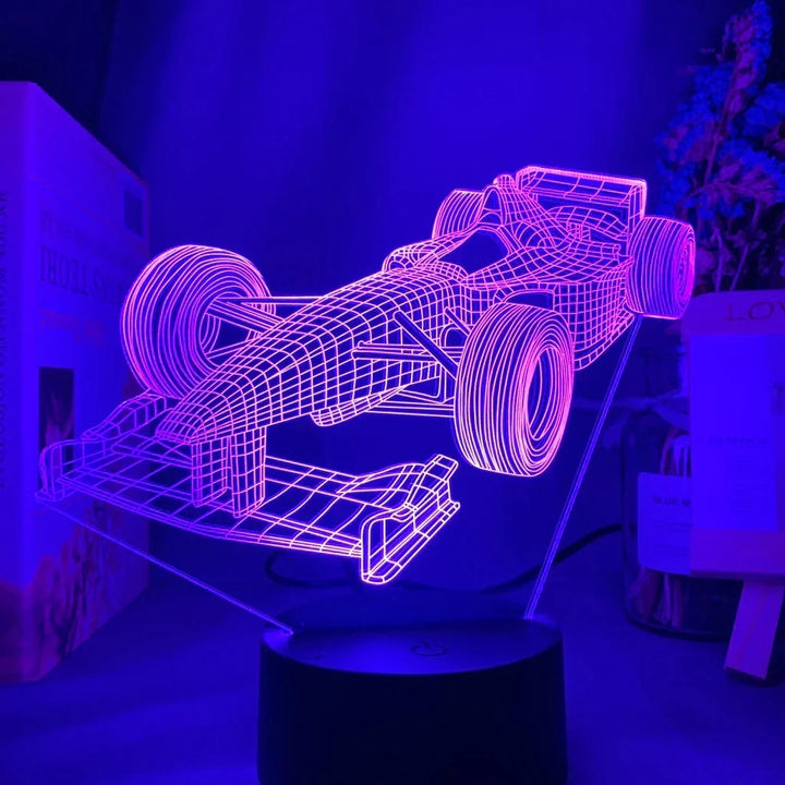 Formel-1-3D-Illusionslampe med farvetilstand