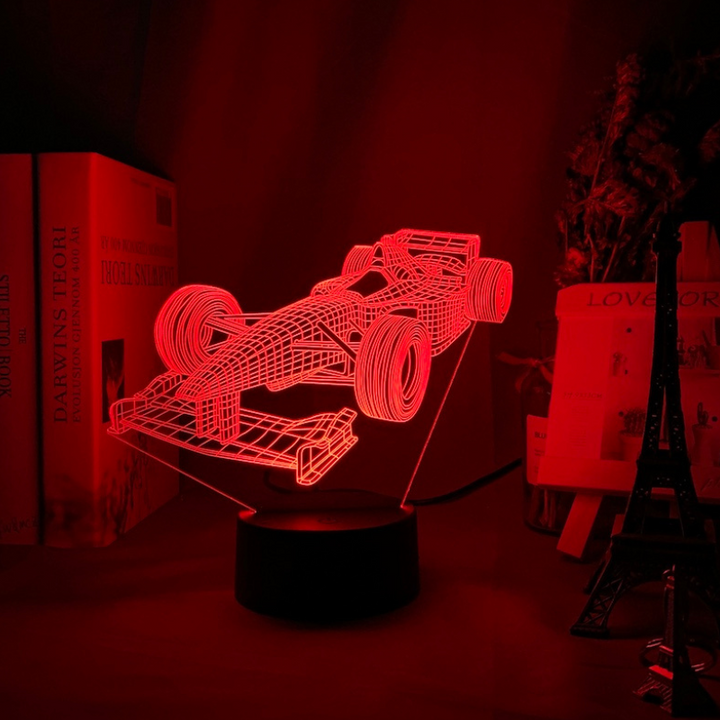 Formel-1-3D-Illusionslampe med farvetilstand