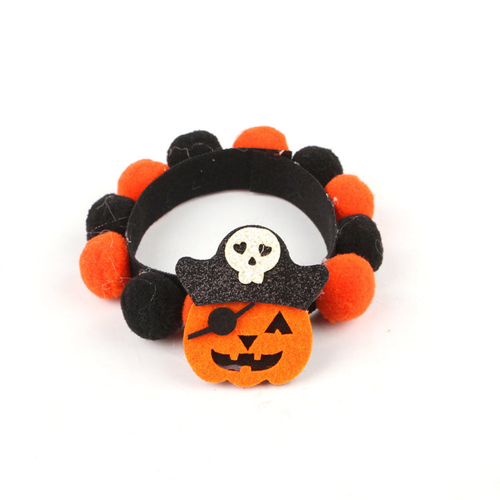 Halloween Kæledyrskrav – Justerbar Hund- og Kattehalsbånd med Græskar- og Dødningehoveddesigns