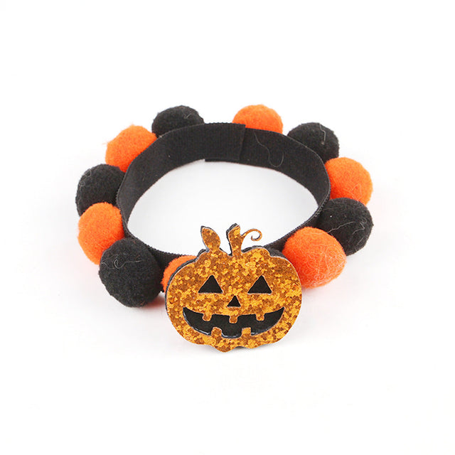 Halloween Kæledyrskrav – Justerbar Hund- og Kattehalsbånd med Græskar- og Dødningehoveddesigns