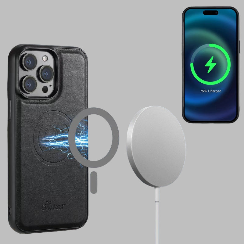 LuxCase Læder Telefon Etui med Kortlomme og Stativ – Kompatibel med iPhone |